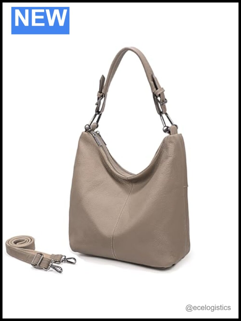 Genuine Leather Slouchy Hobo Handbag Shoulder Bag Purse with Strap